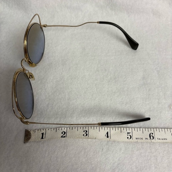 MIU MIU Sunglasses SMU51T Maroon Red w/ Gold Round w/ Cat Ears - Picture 3 of 14